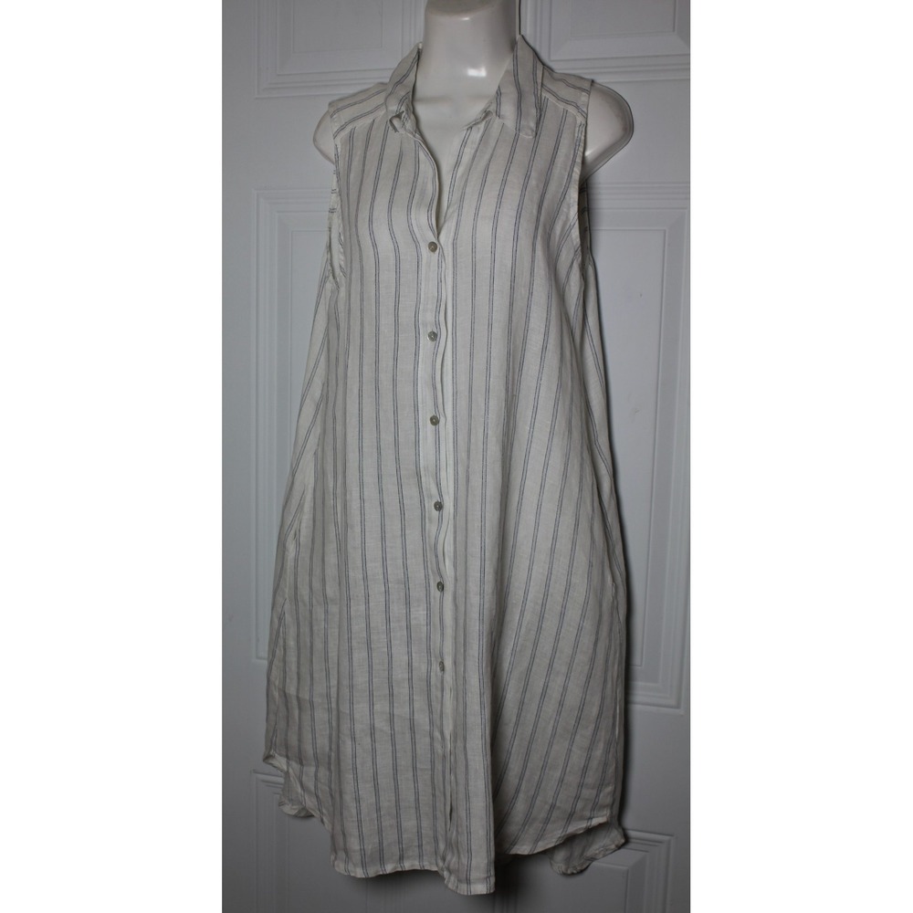 Rosemarie Italy Linen Shirt Dress Relaxed Striped Sardinia Effortless Size Small - Picture 3 of 13